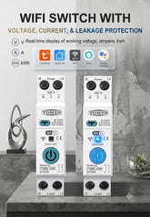 TOMZN 10-in-1 Smart WiFi Circuit Breaker Switch (63A) – Overload, Voltage & Leakage Protection with Timer & App Control