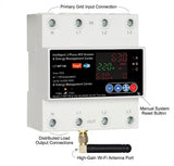 100A 4P 3-Phase Smart Life WiFi Power Meter Auto Reclose Over Under Voltage Current Protection Relay Switch Timer Circuit Breaker