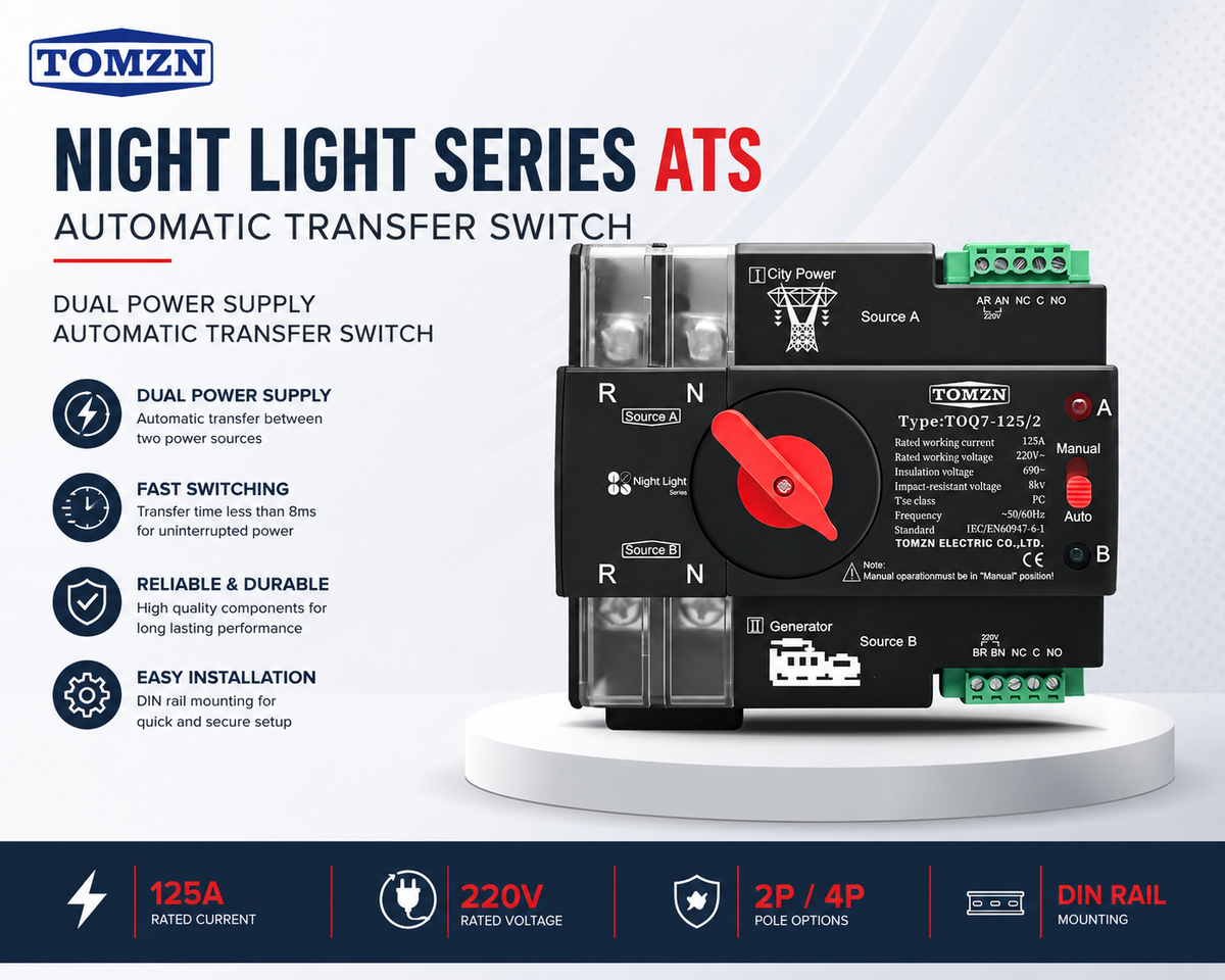 TOMZN TOQ7 AC 220V Dual Power Automatic Transfer Switch (ATS)