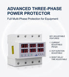 3 Phase DIN Rail Adjustable Over & Under Voltage Current Protector Relay 63A/100A (SYN/ASYNC)