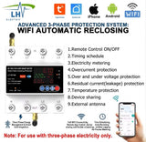 100A 4P 3-Phase Smart Life WiFi Power Meter Auto Reclose Over Under Voltage Current Protection Relay Switch Timer Circuit Breaker