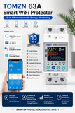 Tomzn 63A Smart WiFi Breaker – 10-in-1 Voltage, Current, Leakage Protection & Power Monitoring